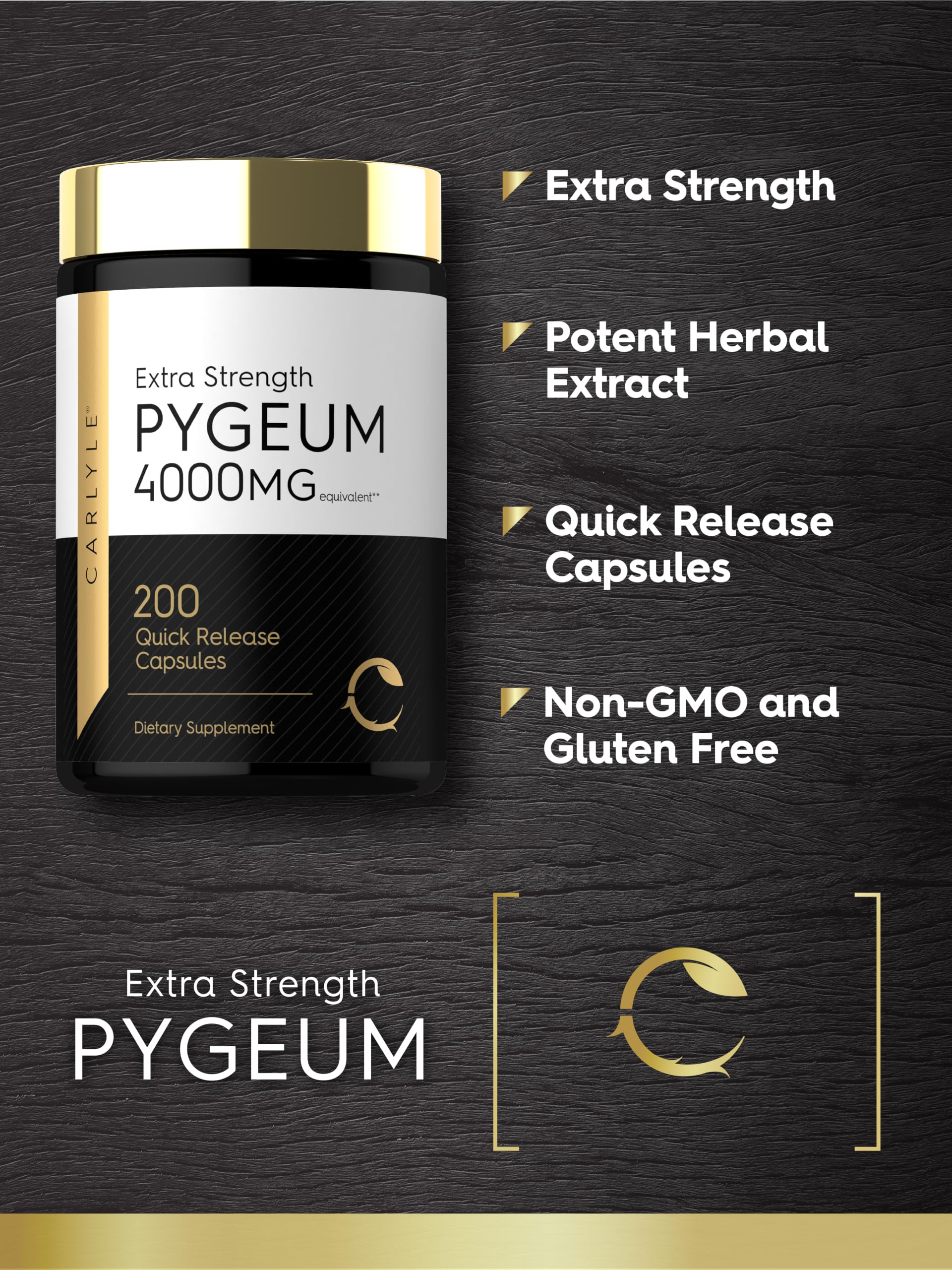 Carlyle Pygeum Africanum Bark | 200 Capsules | High Potency Extract — Amazon image 4