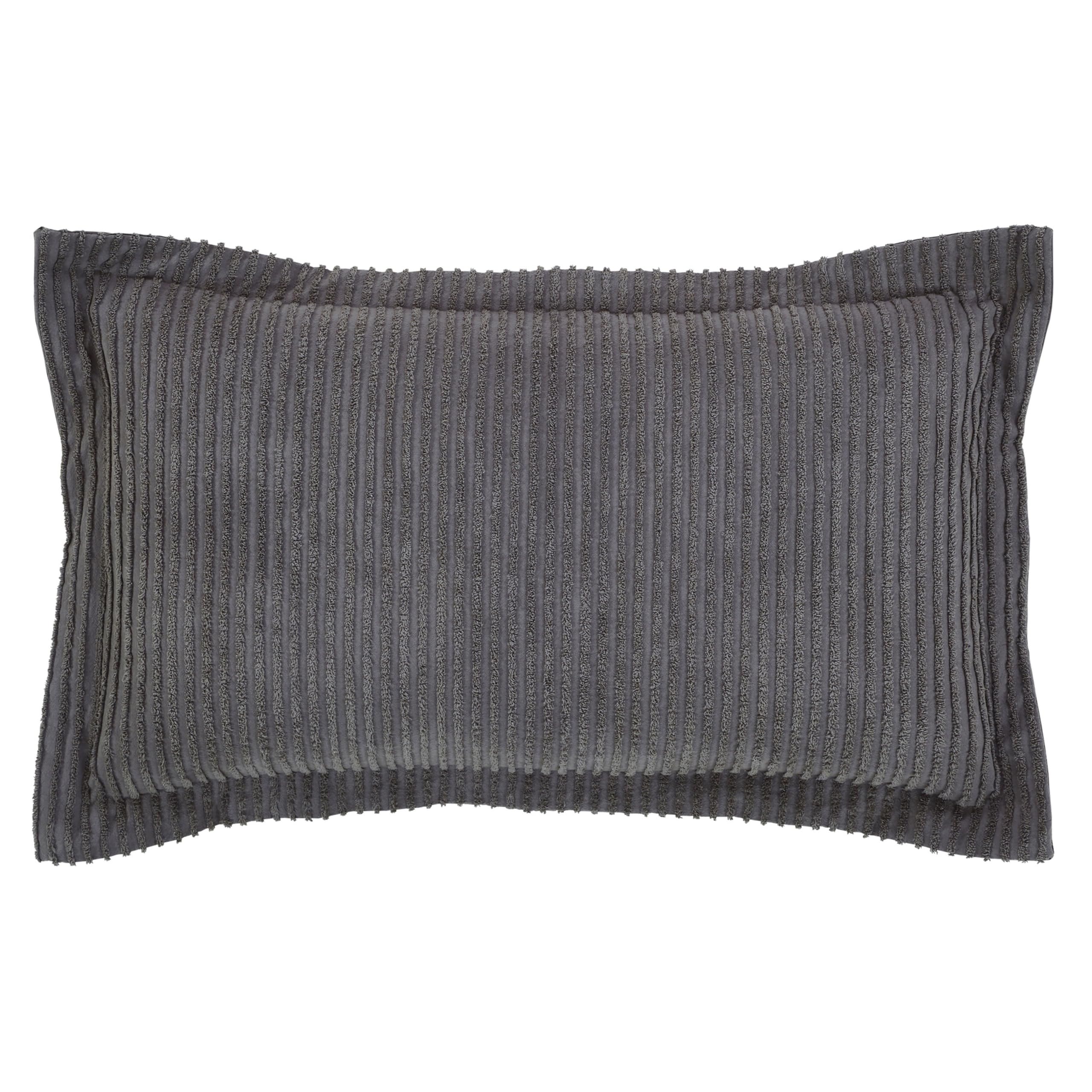 Better Trends Jullian Collection is Super Soft and Light Weight in Bold Stripes Design 100% Cotton Tufted Unique Luxurious Machine Washable Tumble Dry, King Sham, Gray