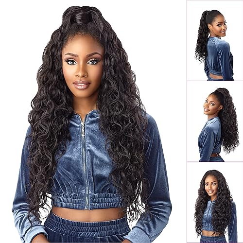 Sensationnel Instantánea media peluca poni - Tejido instantáneo hacia arriba y hacia abajo, estilo 4 en 1 media peluca con cordón de poni -