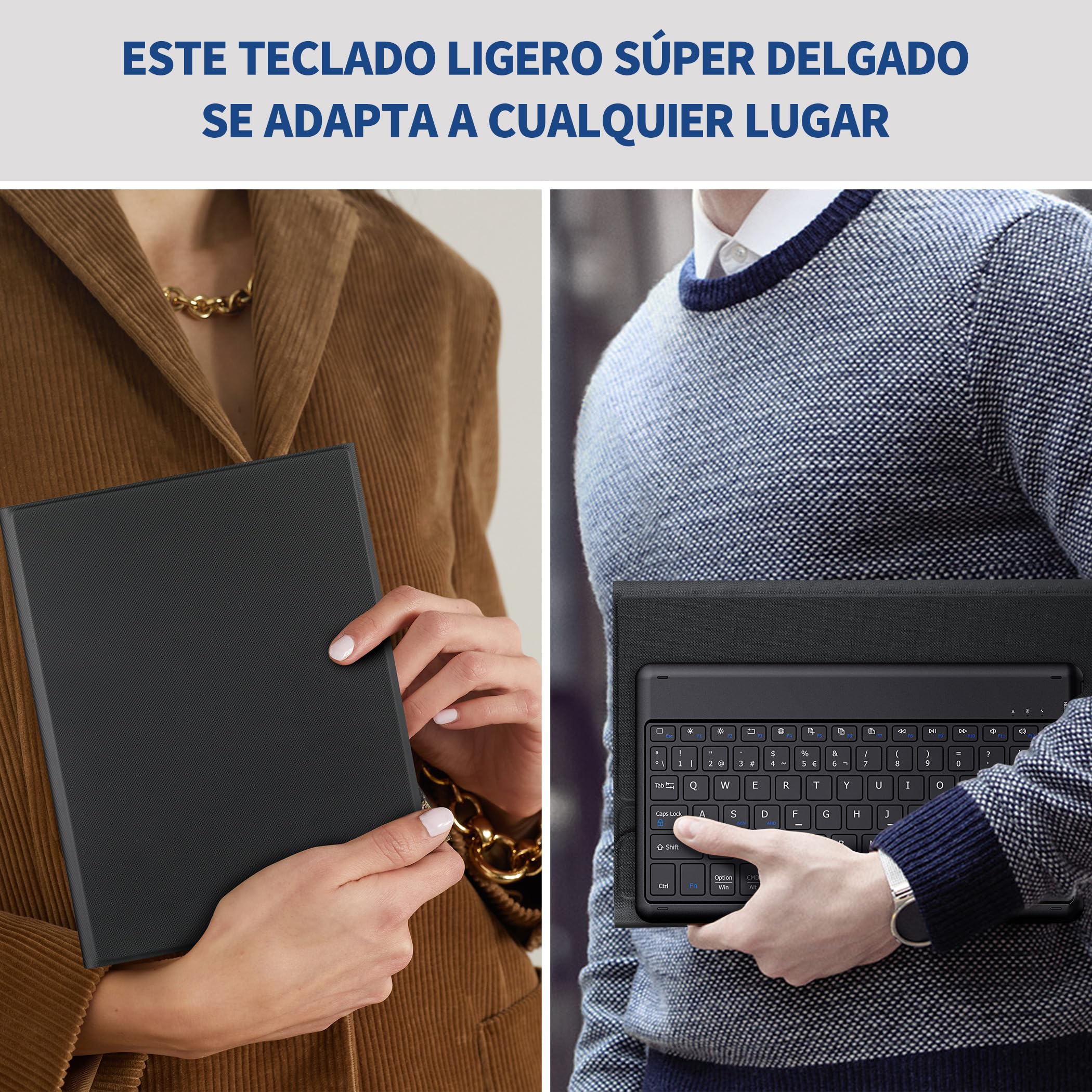 EasyAcc Funda con Teclado para Samsung Galaxy Tab S10 Lite 5G / S10 FE / S9 FE / S9 10.9" / 11" (2025/2023) con Película, Teclado Español Ñ Bluetooth Desmontable, Negro