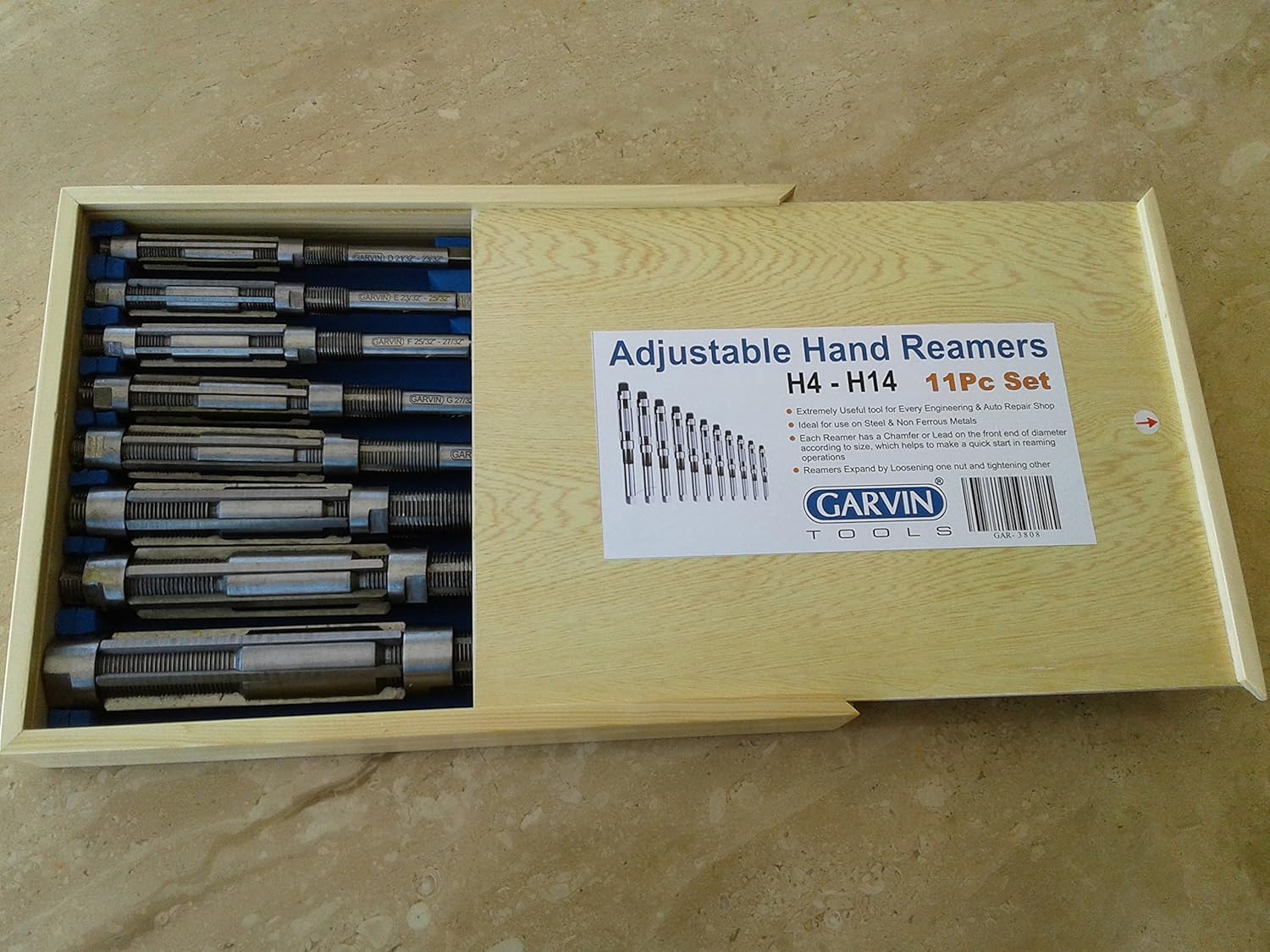 11pcs/Set Adjustable Hand Reamers A-K, H4-H14, 15/32" to 1-1/2", HSS 6 Blades