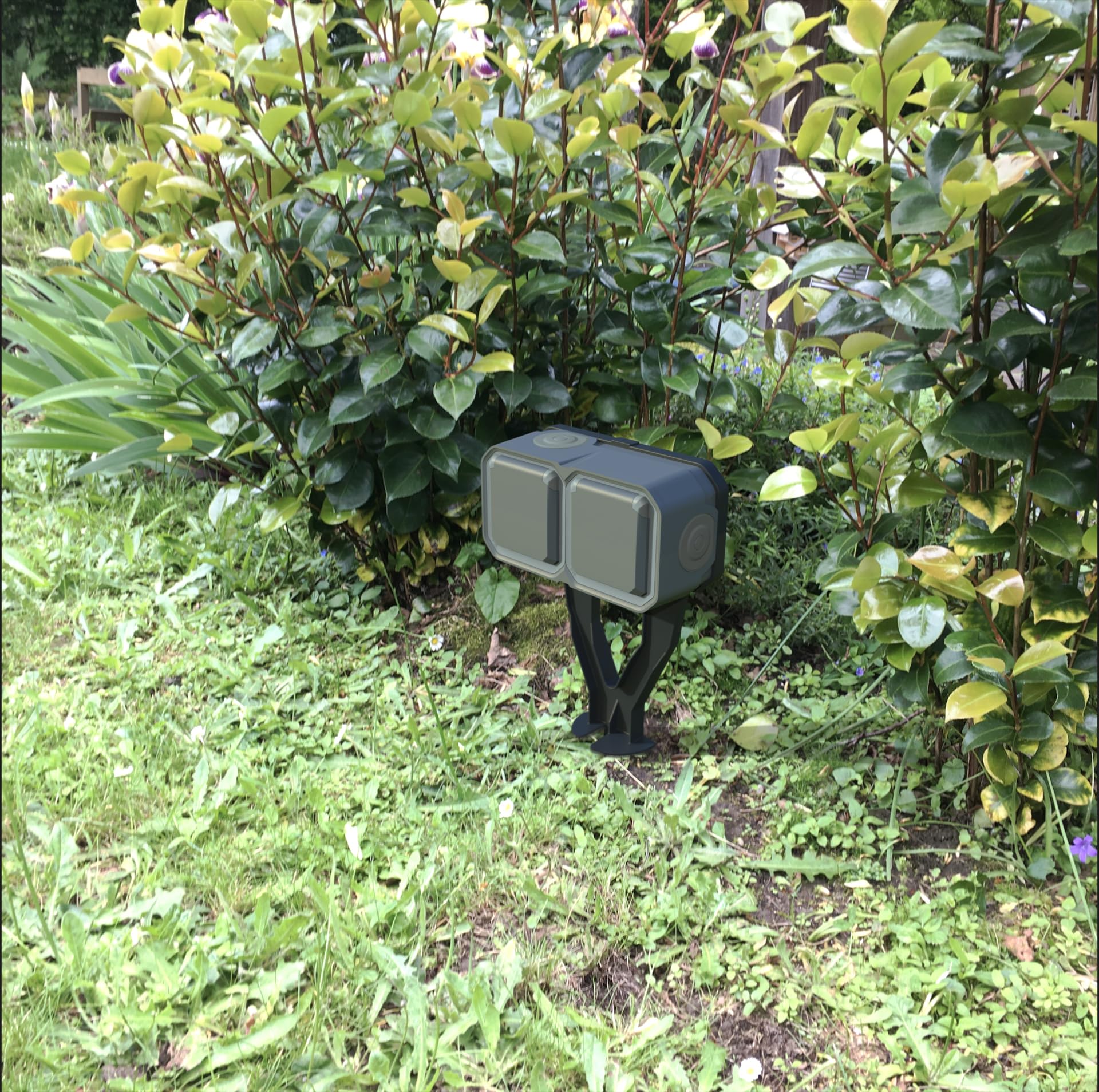 Piquet de jardin étanche avec 2 prises 2P+T precâblées Plexo livré complet avec 2 boîtiers à embouts - anthracite
