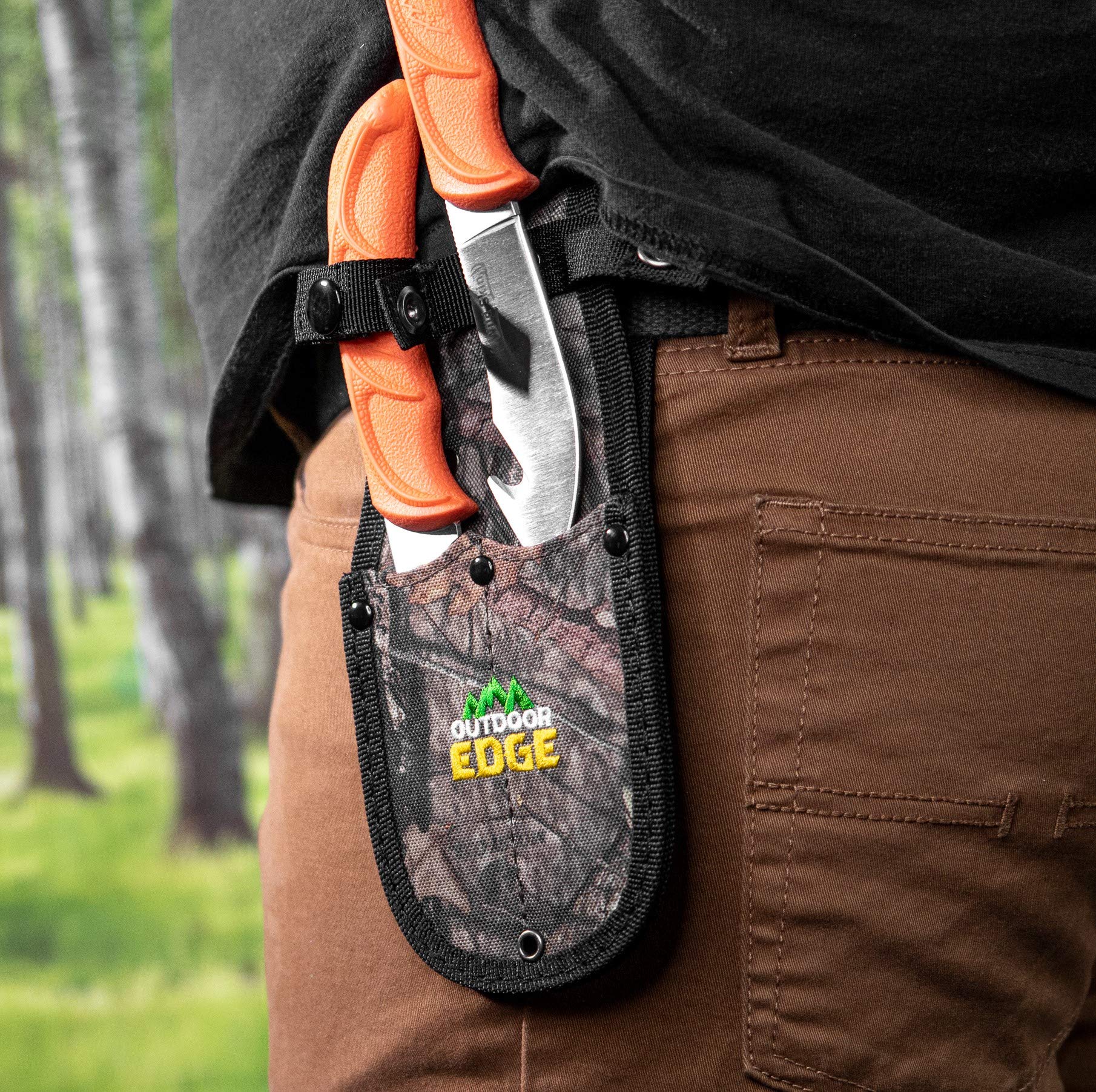 Outdoor Edge WildPair, Fixed Blade 2Knife Hunting Combo Set with Deep Bellied GutHook Skinner