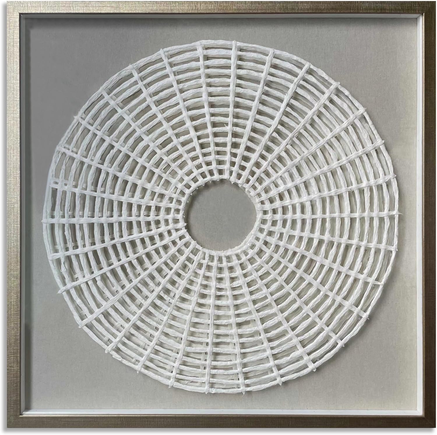 SYGALLERIER Handmade 3D Circle Origami Shadow Box Art - Modern Wall Decor for Livingroom, Bedroom, Dining Room - Abstract Geometric Grid Framed Wall Art - Wood Artwork - Easy to Hang