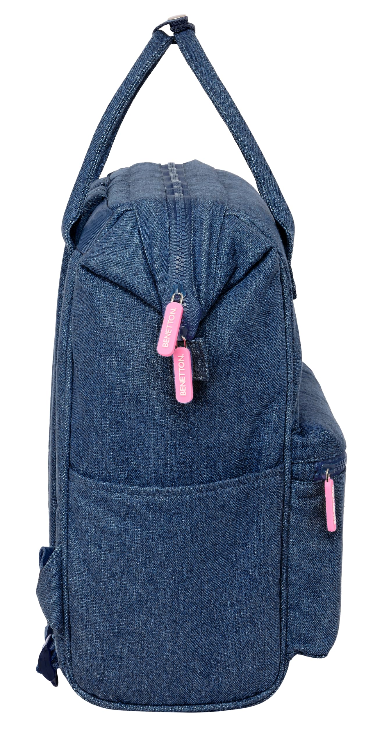 Safta BENETTON DENIM - Mochila Juvenil con Asas para Portátil hasta 13", para Portátil, Ideal para Jóvenes de Diferentes Edades, Cómoda y Versátil, Calidad y Resistencia, 27x19x40 cm, Color Vaquera