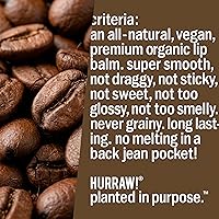Vista 6 de Hurraw! Bálsamo labial de grano de café: orgánico, certificado vegano, libre de crueldad y sin gluten. Sin OGM, ingredientes 100% naturales. Sin