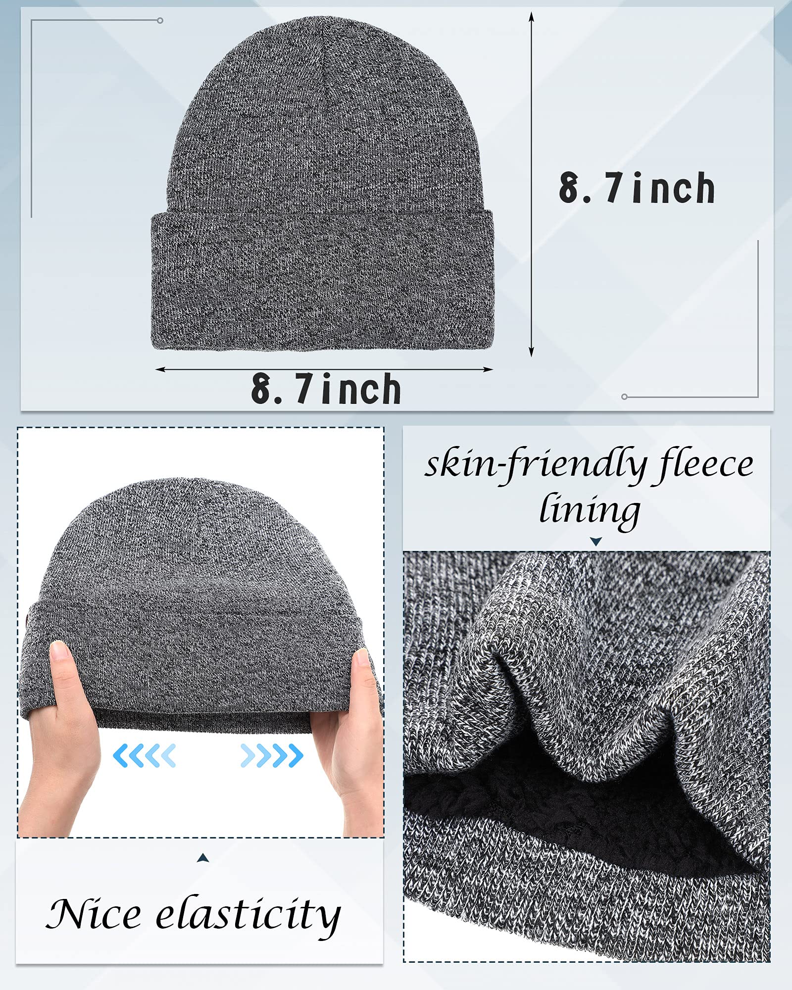 6 Stück Damen Herren Winter Warm Strickmütze Touchscreen Handschuhe Schal Set Fleece Futter Schädel Kappen Hals Schals