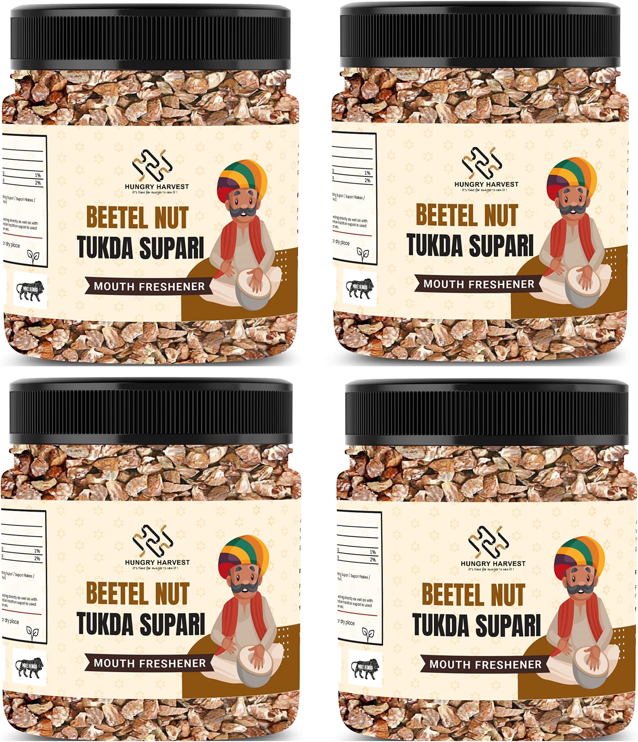 Hungry Harvest Supari Tukda/Betel Nut/Arecanut Bites |Kachhe Supari Tukda/Tukda Supari [Jar pack] (1 Kg (Pack of 4 of 250 Grams))