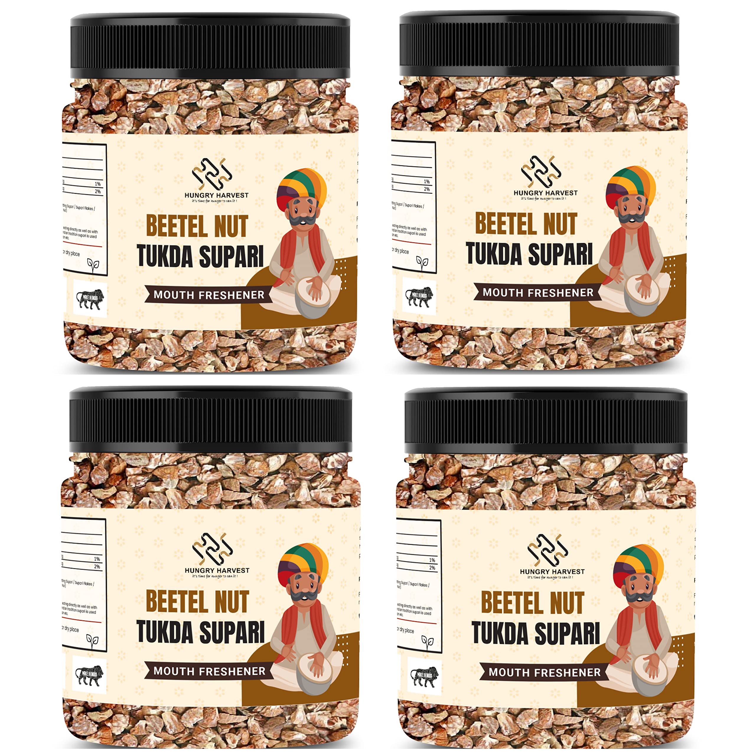 Hungry Harvest Supari Tukda/Betel Nut/Arecanut Bites |Kachhe Supari Tukda/Tukda Supari [Jar pack] (1 Kg (Pack of 4 of 250 Grams))