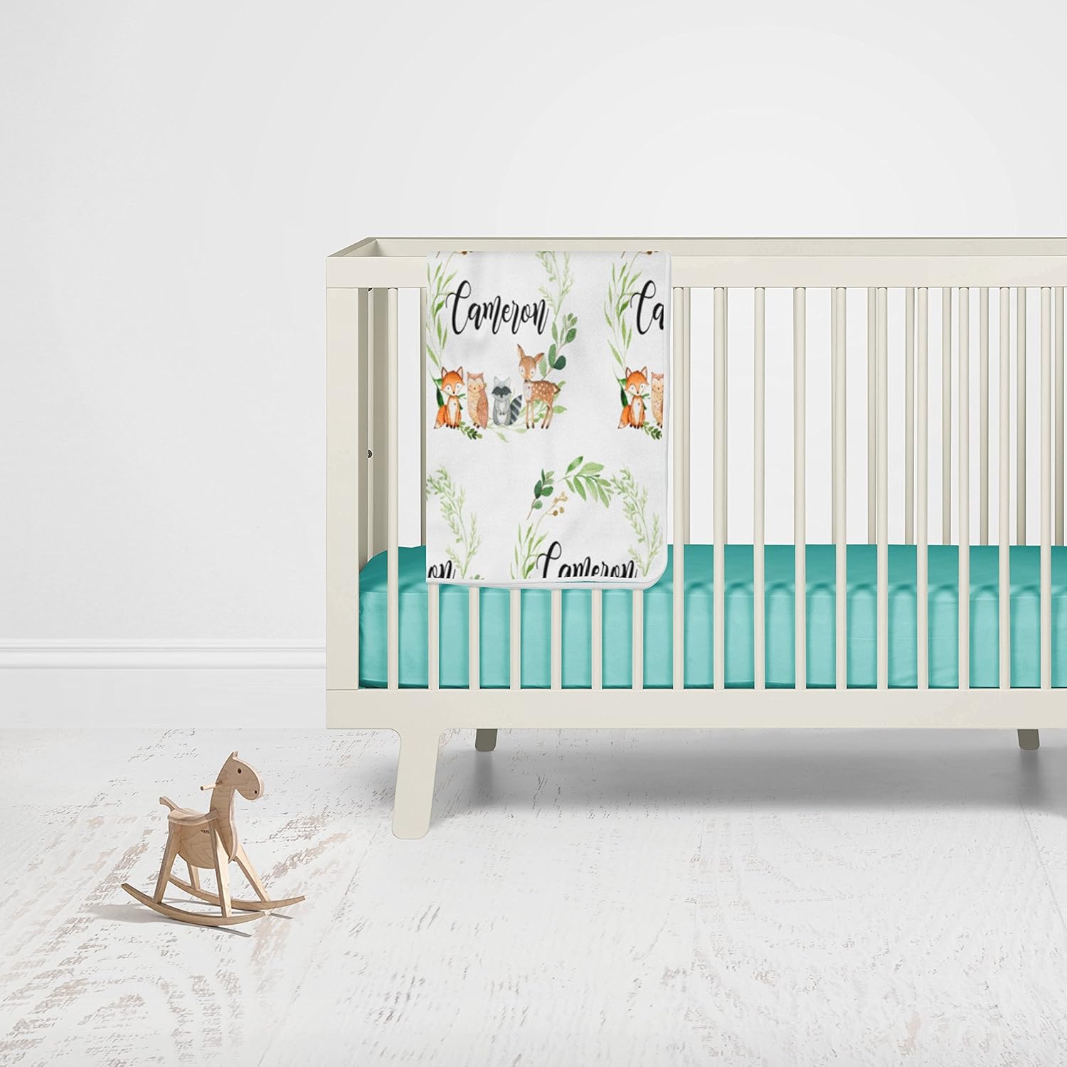 Woodland Personalized Swaddle Baby Blanket Personalized Gifts Soft Fleece Minky Newborn Gift Blanket Monogram (50x60)