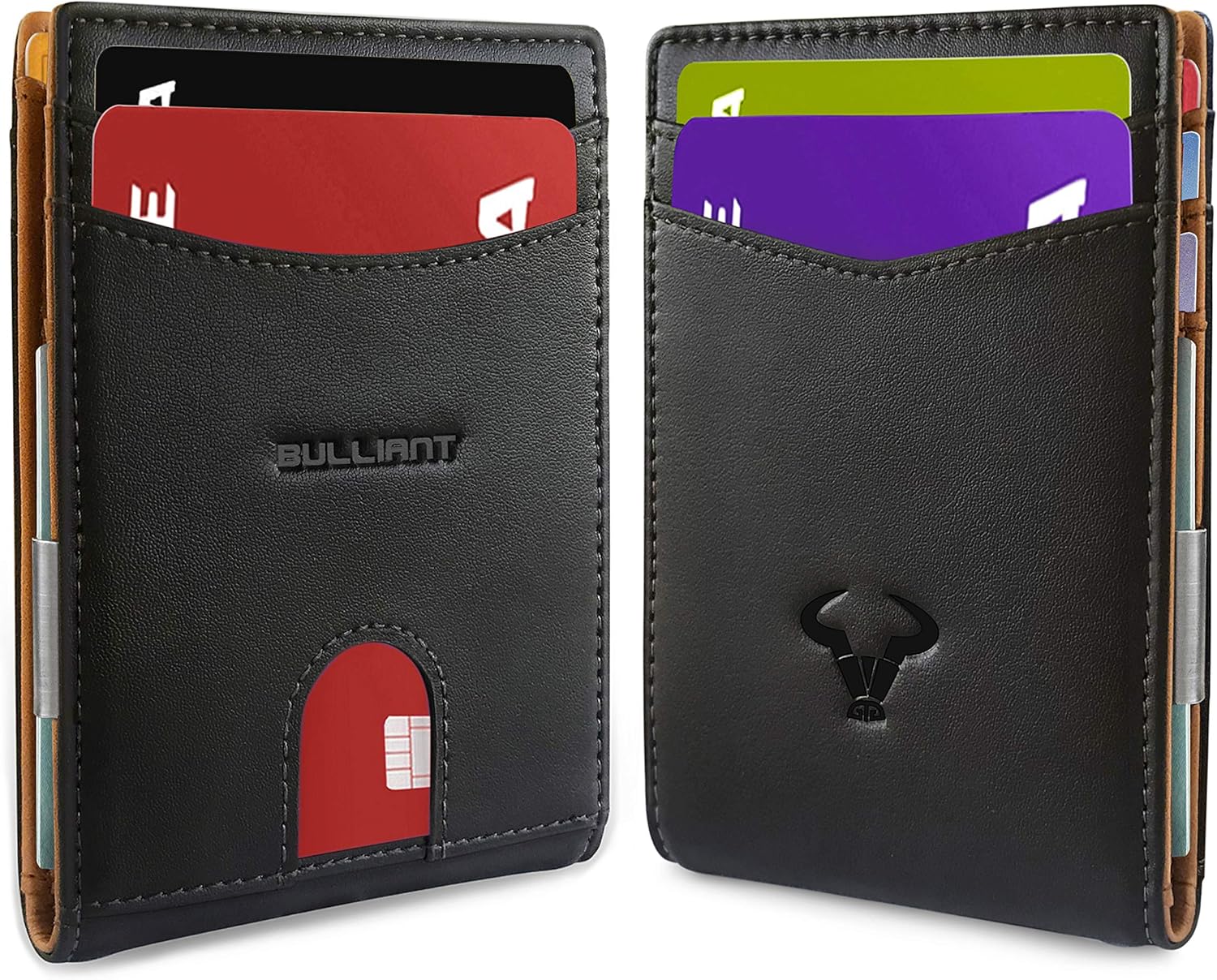 Miniatura 4 de BULLIANT - Billetera delgada con clip para billetes, billetera para bolsillo frontal para hombre, con ranuras para 9 tarjetas de 3 x 4.25 pulgadas,