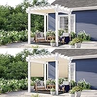 Vista 7 de Patio Paradise Cubierta de Repuesto para Toldo de Pérgola de 7' x 25', Tela de Sombra con Ojales y Varillas con Peso, Pantalla de Sombra Solar