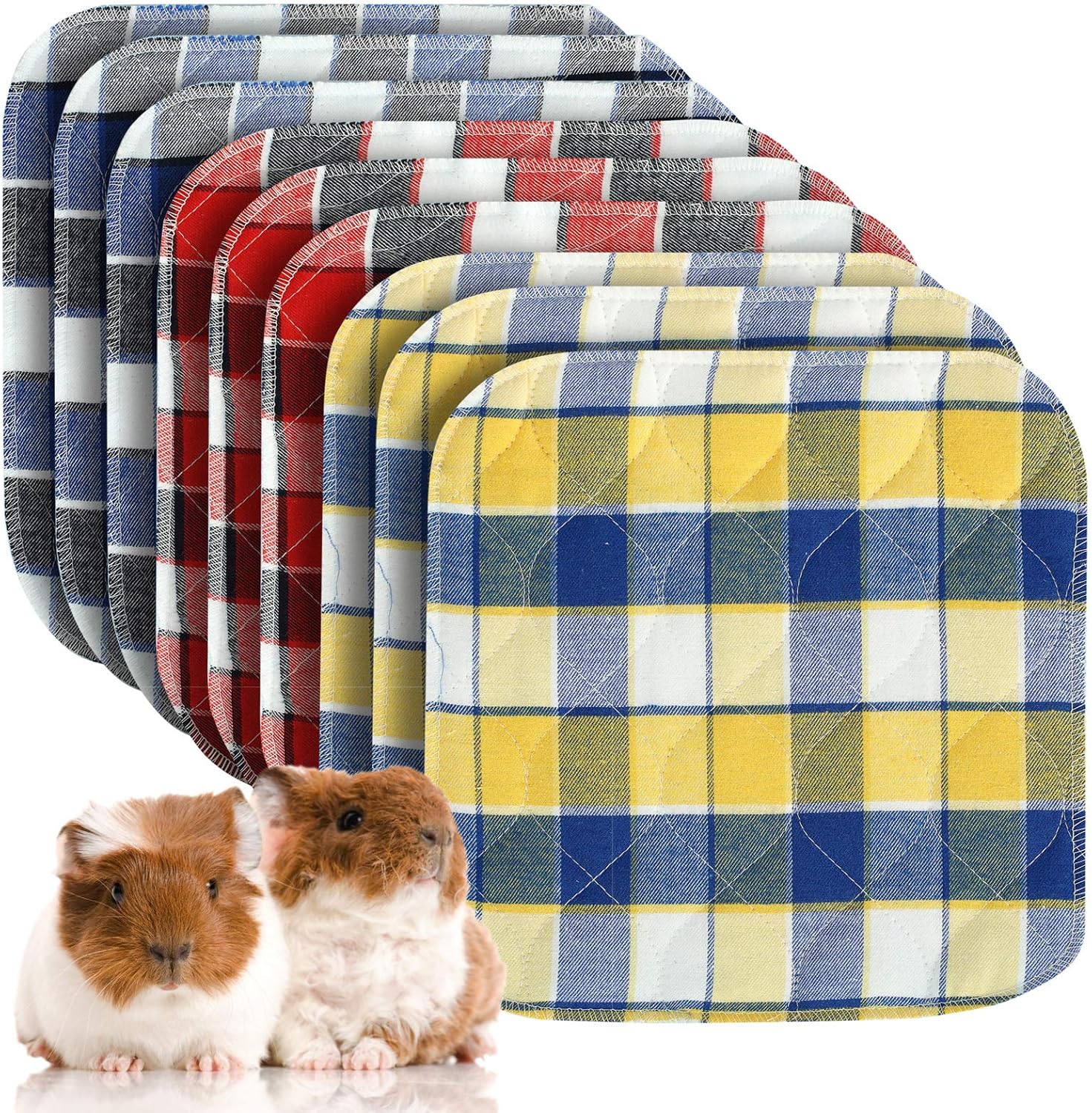 Pack of 9 Guinea Pig Washable Pee Pads- 12 × 12 Inch Fast Absorbent Non-Slip Guinea Pig Beddings Reusable Cage Liners for Puppy,…