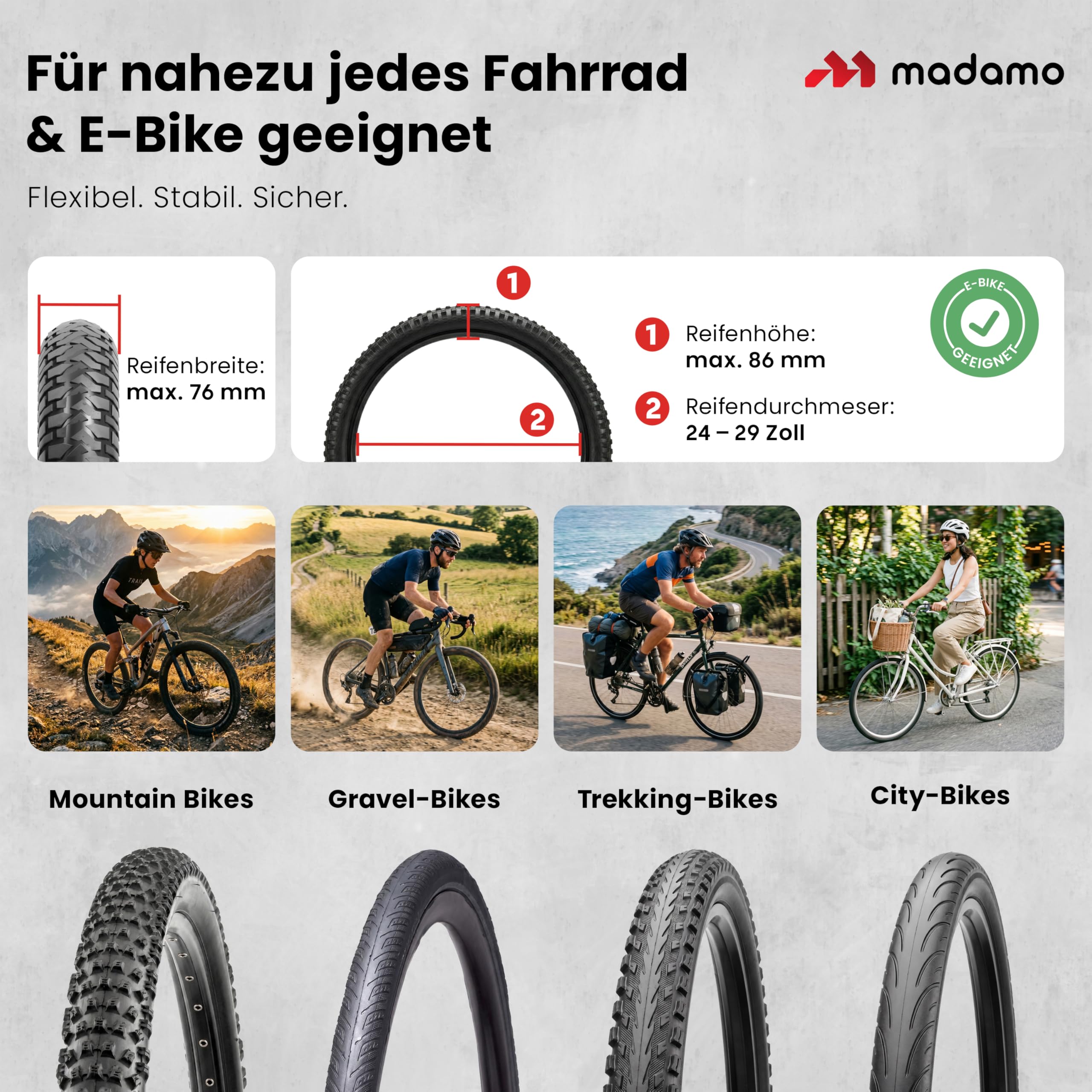 MADAMO Fahrradlift schwenkbar - Fahrrad Wandhalterung vertikal bis 32kg - Fahrradaufhängung Wand - Bike Wall Mount für Garagen Ordnung - Für alle Fahrradtypen inkl E-Bike, MTB & Rennrad - Schwarz/Rot