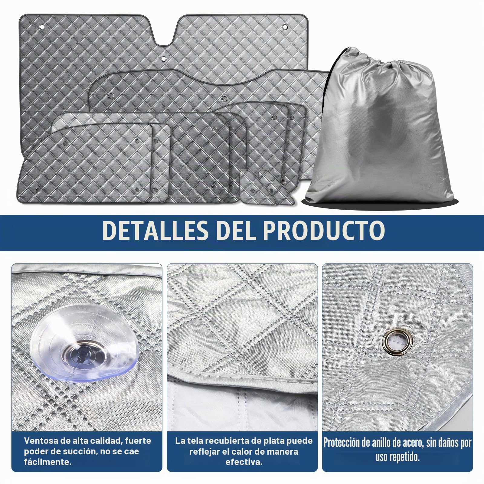 MaxAwe 10 unidades de alfombrilla térmica compatible con VITO III W447 2014-2024 SWB, parasol interior del coche para la cubierta del parabrisas delantero, juego de persianas térmicas, juego de