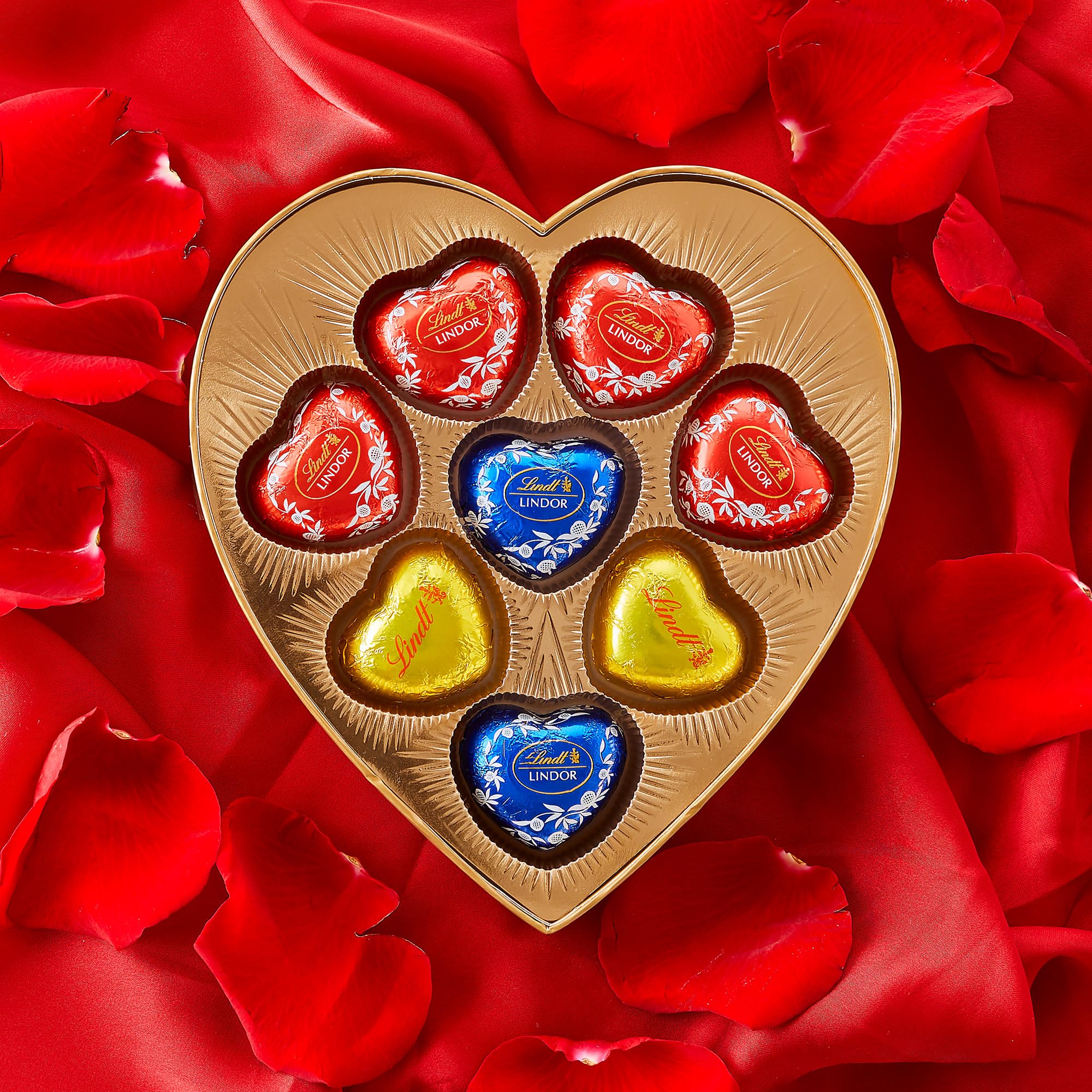 Lindt LINDOR Amour Assorted Chocolate Hearts Box, 108 Grams