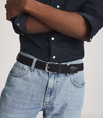CHAOREN Mens Belt - Braided Stretch Golf Belt for Men 1 3/8- Gift for Golf Pants Casual Shorts Jeans