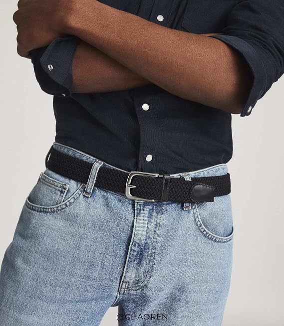 CHAOREN Mens Belt - Braided Stretch Golf Belt for Men 1 3/8- Gift for Golf Pants Casual Shorts Jeans