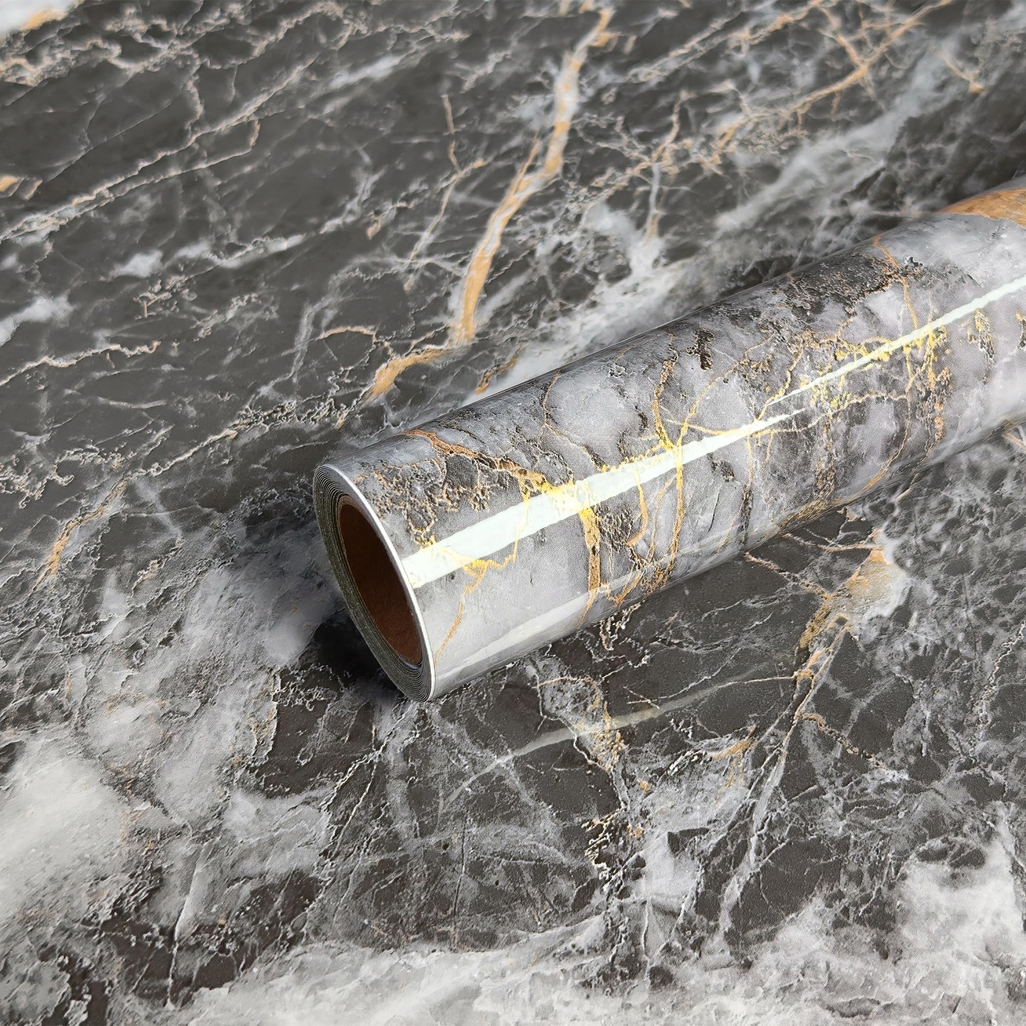 48"x79" Gray Marble Contact Paper Dark Granite Peel and Stick Wallpaper for Kitchen Countertops Waterproof Thick Removable Self Adhesive Vinyl Wrap for Bathroom Table