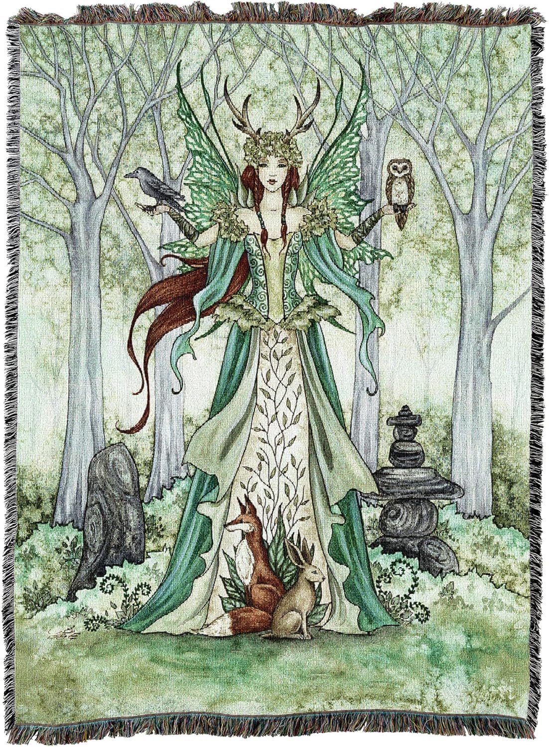 Pure Country Weavers Caretaker Fairy Blanket by Amy Brown - Fantasy Gift Tapestry Throw Woven from Cotton - Made in The USA (72x54)