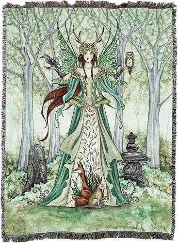 Miniatura 4 de Pure Country Weavers Manta de hadas Caretaker de Amy Brown, tapiz de regalo de fantasía tejida de algodón, fabricada en los Estados Unidos (72 x 54