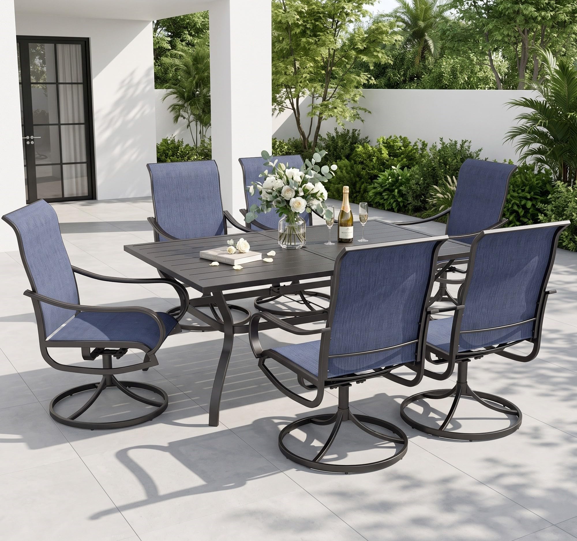 Sophia and William Patio Dining Set with Swivel Chairs