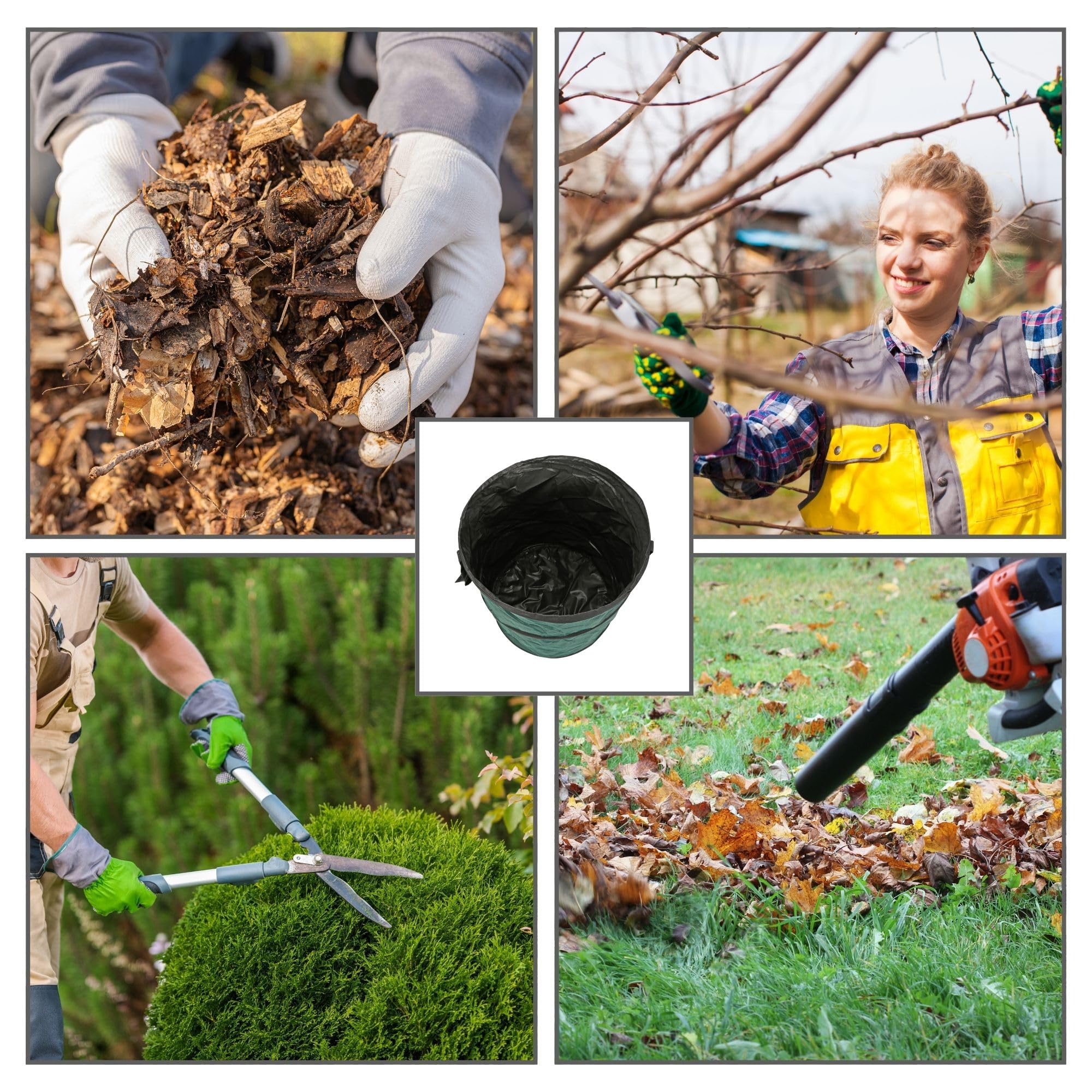 Toolland Sacco per rifiuti da giardino, quadrato, poliestere, verde, 150 litri : Velleman Group nv