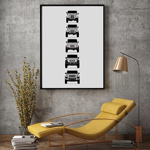 Miniatura 17 de Handmade Poster compatible with Jeep Wrangler Generations and Print of CJ, YJ, TJ, JK, JL - Multi, 16x20" Metallic Print (Unframed) - Gift for Car