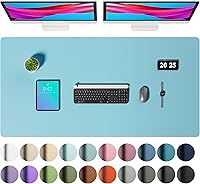 Vista 270 de Aothia Protector de escritorio de cuero, alfombrilla para ratón, alfombrilla de escritorio de oficina, secante de escritorio de cuero PU