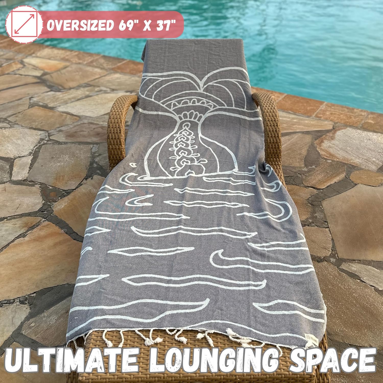 Thin Beach Towel Quick Dry for Travel - Turkish Sand Towels for Beach Sandproof - (69 x 37 inch) Oversized Beach Towel Quick Dry for Travel, Pool, Swimming – Lightweight, Cloud, Beach Gifts for Women - Image 3