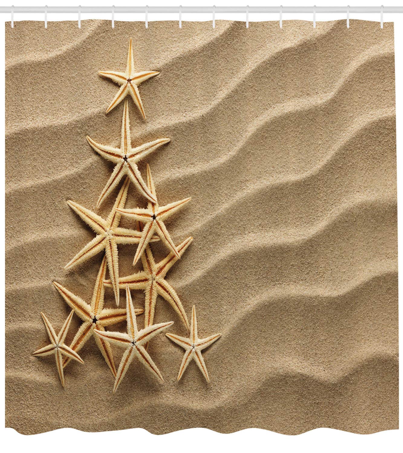 ABAKUHAUS Starfish Shower Curtain, Christmas Tree from Shells on the Sand Maritime Summer Coast Holiday Vacation - Image 2
