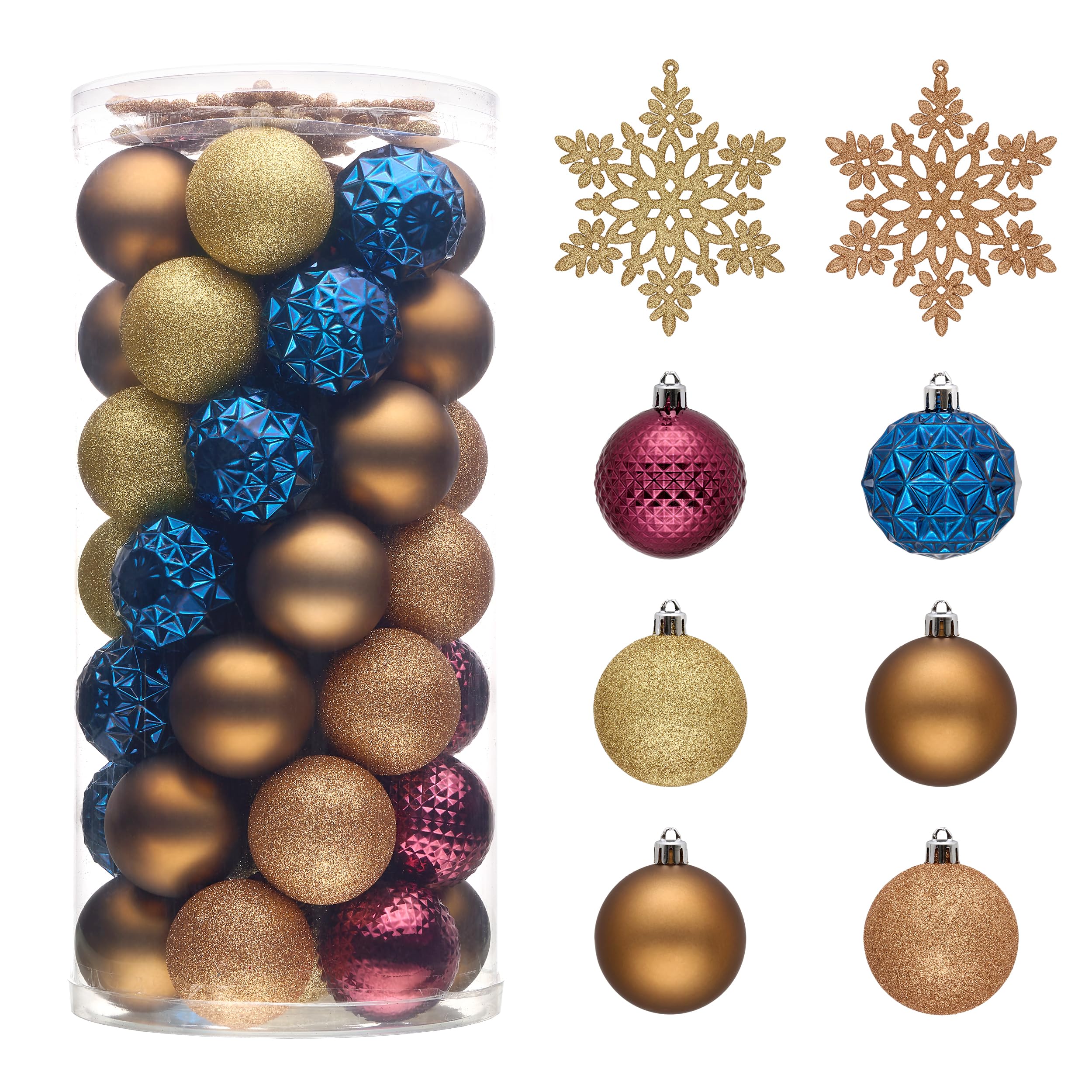 Valery Madelyn Lot de 50 boules de Noël incassables pour sapin de Noël en vrac, 6 cm, décorations à suspendre pour Noël, Saint-Valentin, Saint-Patrick, fêtes de Mardi Gras