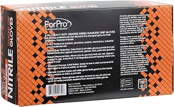 ForPro 100-Count Heavy Duty Disposable Nitrile Gloves, Orange