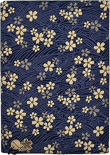BLBMH A5 Book Cover for Paperbacks Adjustable Fabric Book Jacket Cover Protector Fit for 5.5x8.3 inch Hardcover Softcover Book Novels Notebook -Blue Cherry Blossoms 8.3in