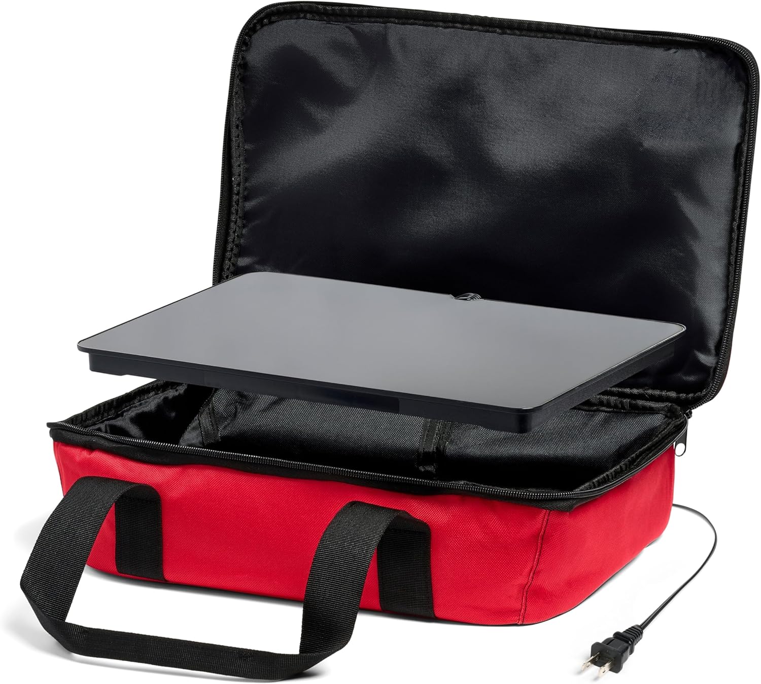 HOTLOGIC Max Large Portable Electric Food Heater – Innovative Food Warmer and Heated Lunch Box for Adults Car/Home – Easily Cook, Reheat, and Keep Your Food Warm – RED – 120V