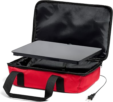 HOTLOGIC Max Large Portable Electric Food Heater - Innovative Food Warmer and Heated Lunch Box for Adults Car/Home - Easily Cook, Reheat, and Keep Your Food Warm - RED - 120V