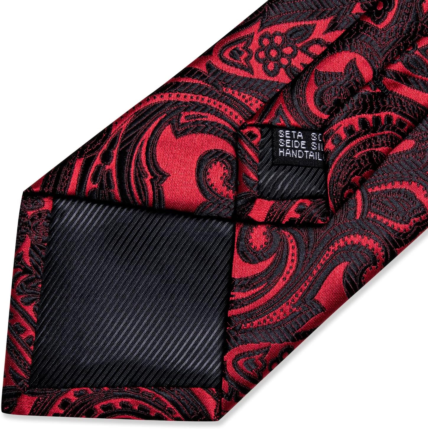 DiBanGu Paisley Ties for Men Silk Necktie and Pocket Square Cufflinks Tie Clip Set Woven Classic Mens Tie for Wedding Party - Image 6