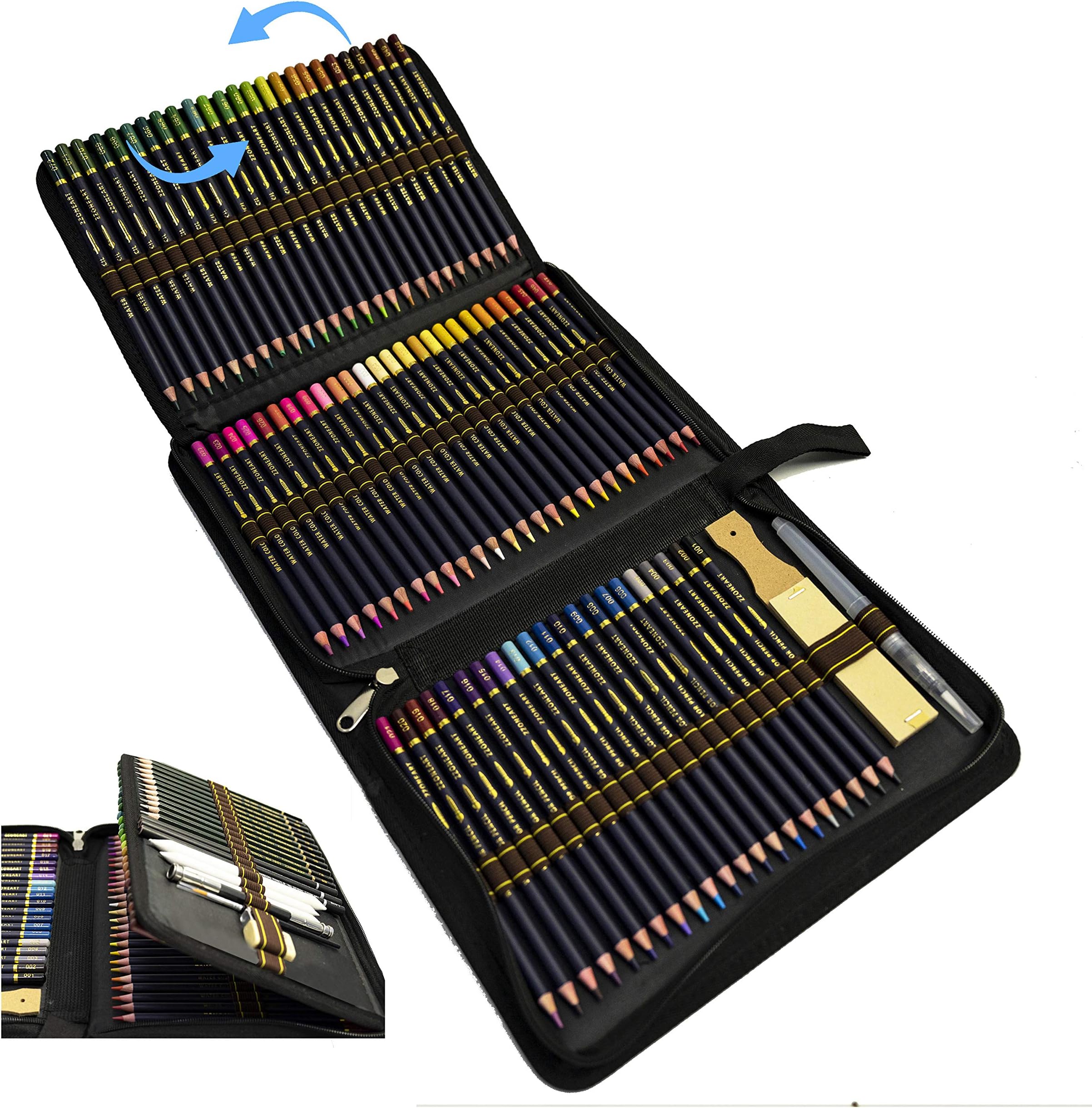 ZZONEART 96 Watercolour Pencils Drawing Art Set With Large Pencils Case,Colouring Pencils and