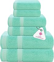 Vista 50 de CASA COPENHAGEN Solitaire - Juego de toallas de 6 piezas, color blanco brillante, 21.16 oz/m², 2 toallas de baño, 2 toallas de mano, 2 toallas