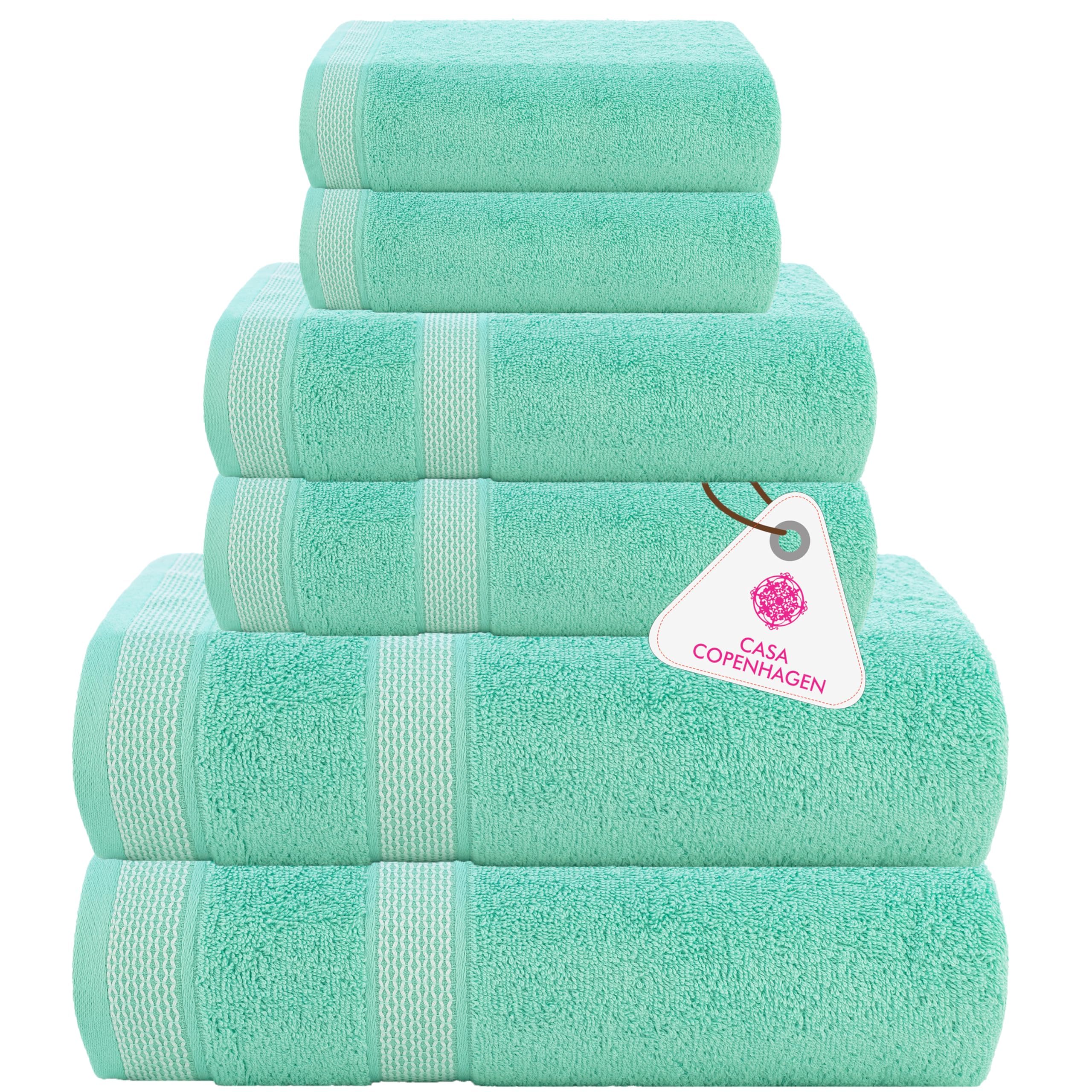 Toallas Casa Copenhagen de 600 g/m²: set de baño de algodón egipcio turquesa
