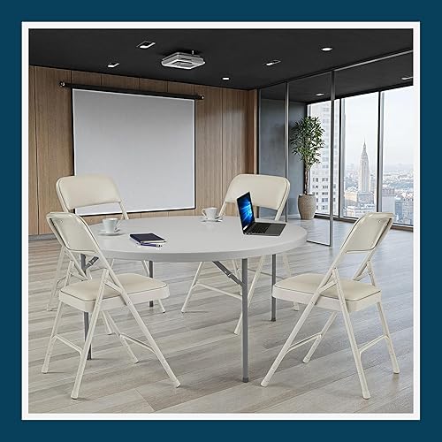 Miniatura 13 de OEF Furnishings Paquete de 4 sillas plegables acolchadas de vinilo de alta calidad, color gris, ideales para el hogar, la oficina o los eventos