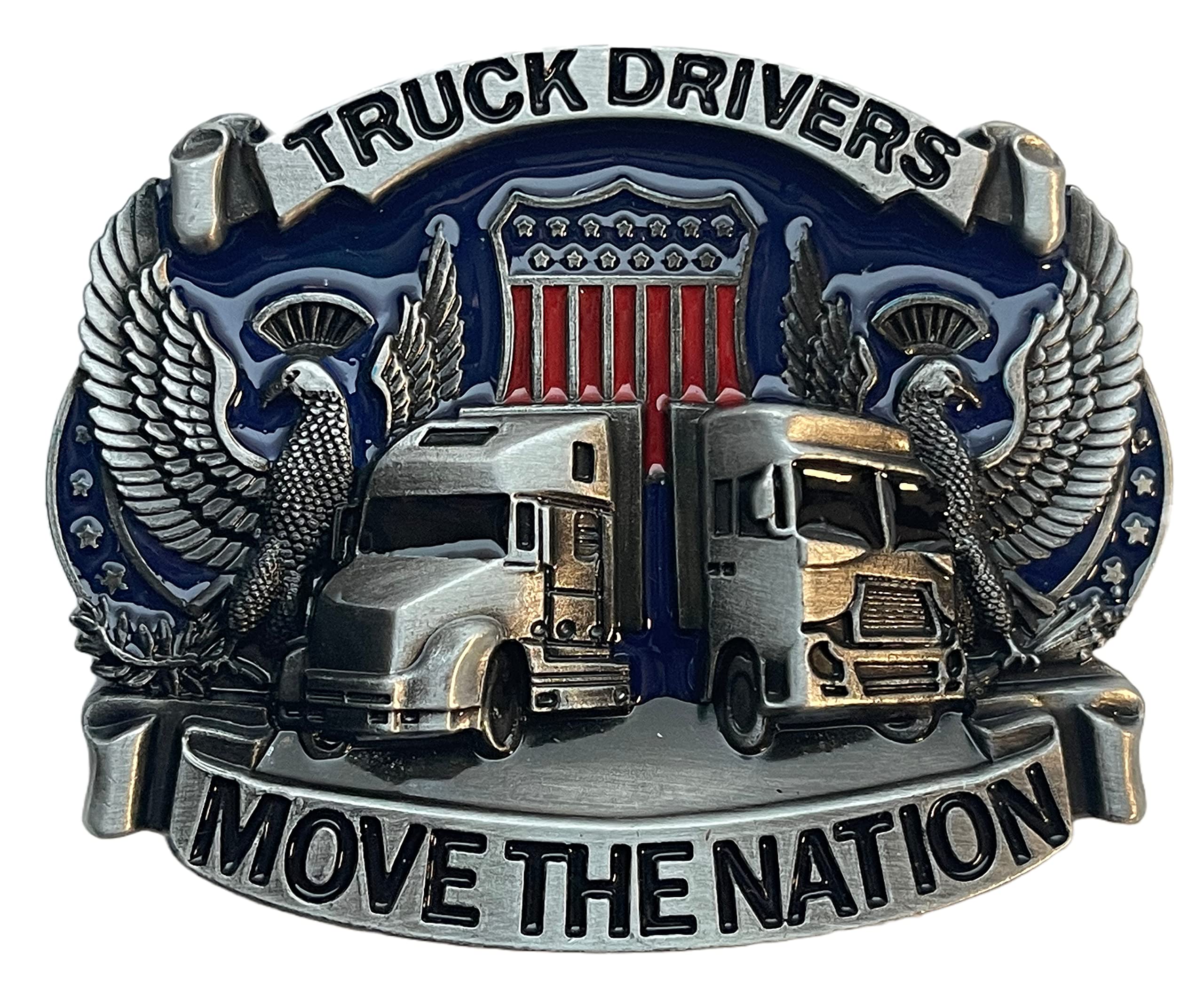Truck Driver Belt Buckle American Western USA Flag Truckers Belt Buckle