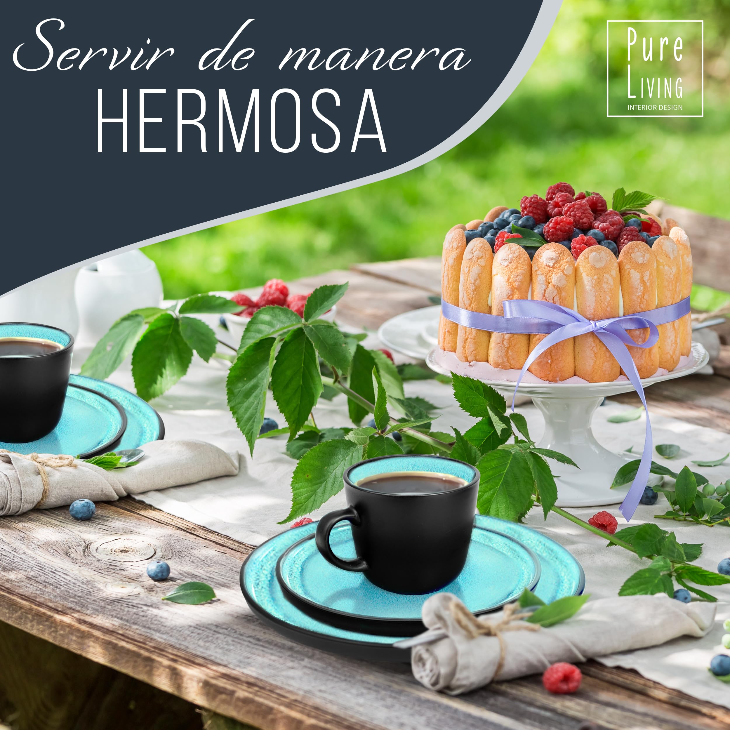Juego de 6 platos hondos Ibiza – gres premium, resistente a los arañazos, apto para lavavajillas, microondas – Elegante juego de platos hondos – Platos de pasta hondos grandes – Pure Living vajilla — view 8