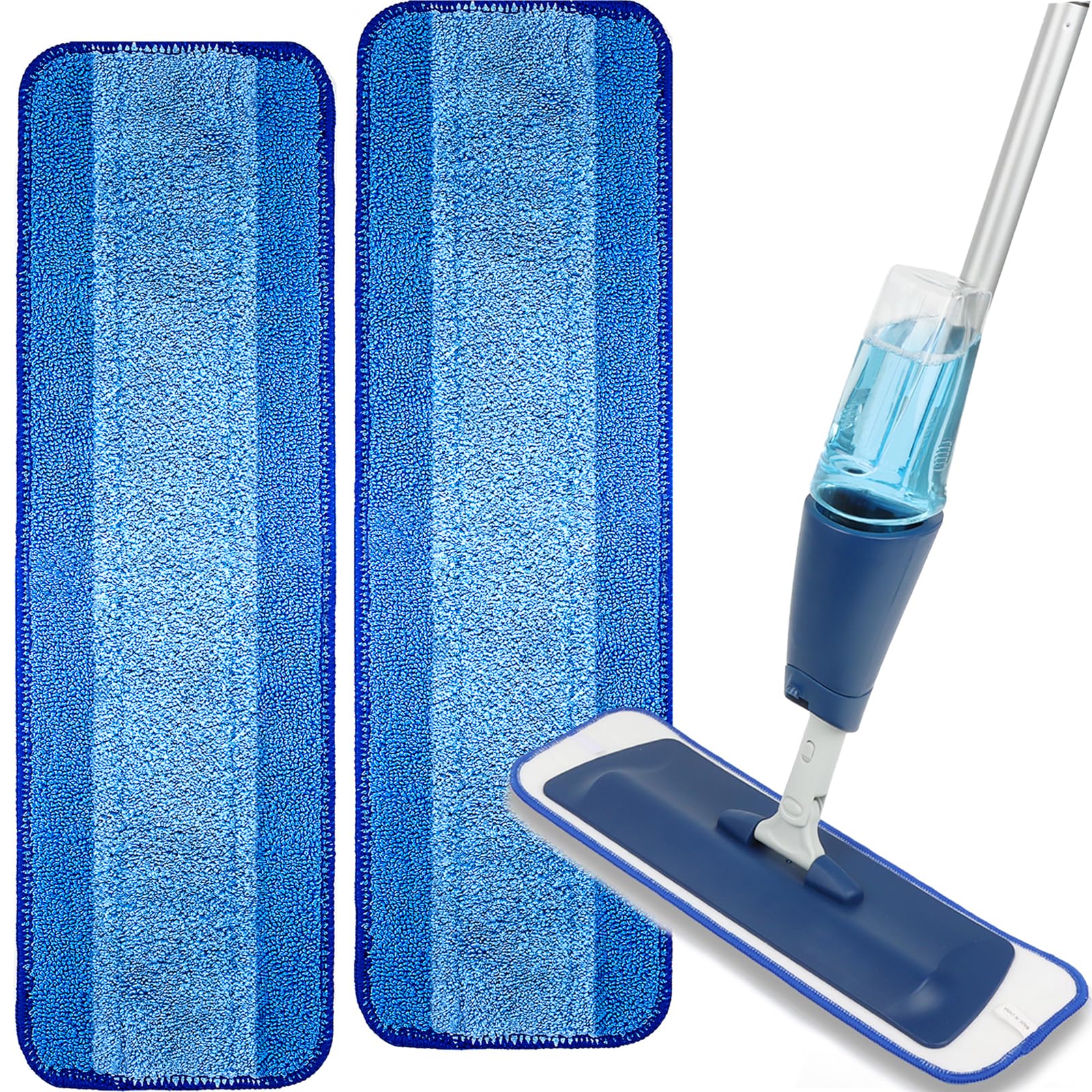 2 Pack Microfiber Cleaning Pad Mop Replacement Pad Compatible with Bona Mops - Reusable Hardwood Floor Cleaner Pads Refills Machine Washable - 18 Inch