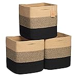 NaturalCozy Storage Cubes 11 Inch Cotton Rope Woven Baskets for Organizing, 3-Pack | Cube Storage Bin | Square Storage Baskets for Shelves Organizer, Classroom, Kids Toy Bins, Closet, Baby Nursery