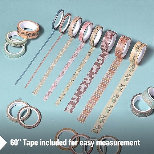 Vista 109 de Mr. Pen - Juego de cintas Washi, 21 rollos, tamaños surtidos, cinta washi floral para diario