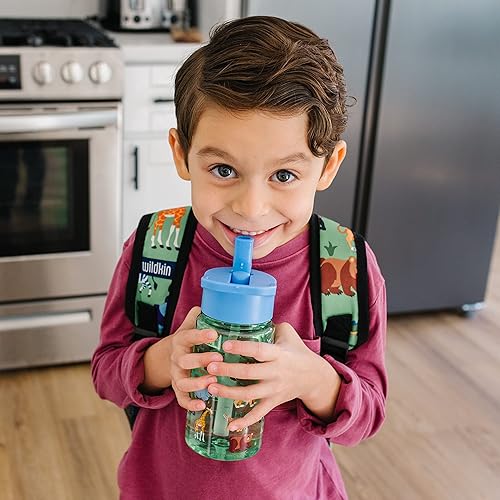 Miniatura 2 de Wildkin Botella de agua de plástico Tritan reutilizable de 16 onzas sin BPA con tapa a prueba de fugas para niños y niñas, botellas de agua