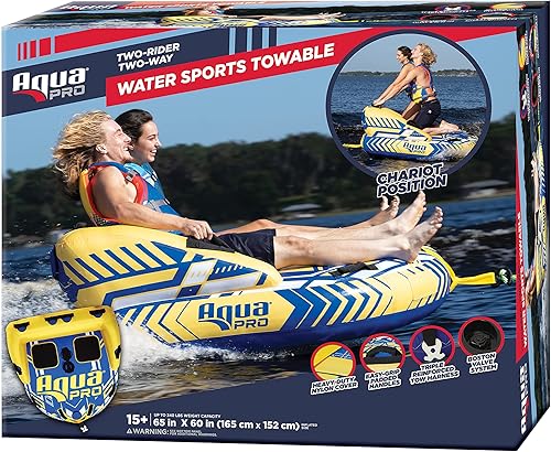 Aqua Pro - Tubo remolcable para deportes acuáticos 1-2 conductores tubo inflable estilo silla o carro amarilloazul