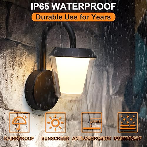 Miniatura 2 de LMP Lámpara exterior, montaje en pared, lámparas negras para exteriores, luces de porche, impermeables, antioxidantes