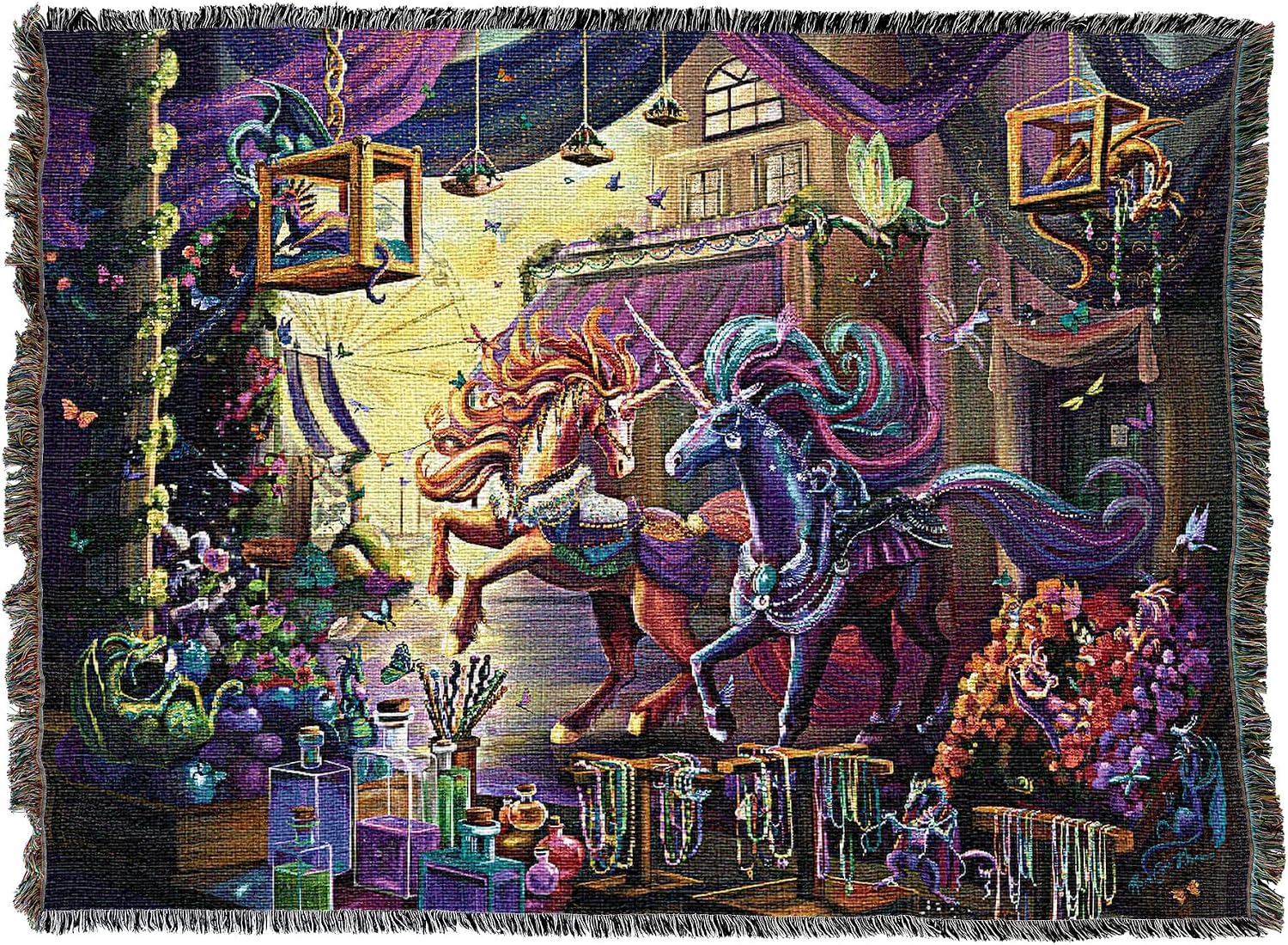 Pure Country Weavers Twilight Marketplace Blanket by Rose Khan - Gift Fantasy Tapestry Throw Woven from Cotton - Made in the USA (72x54)